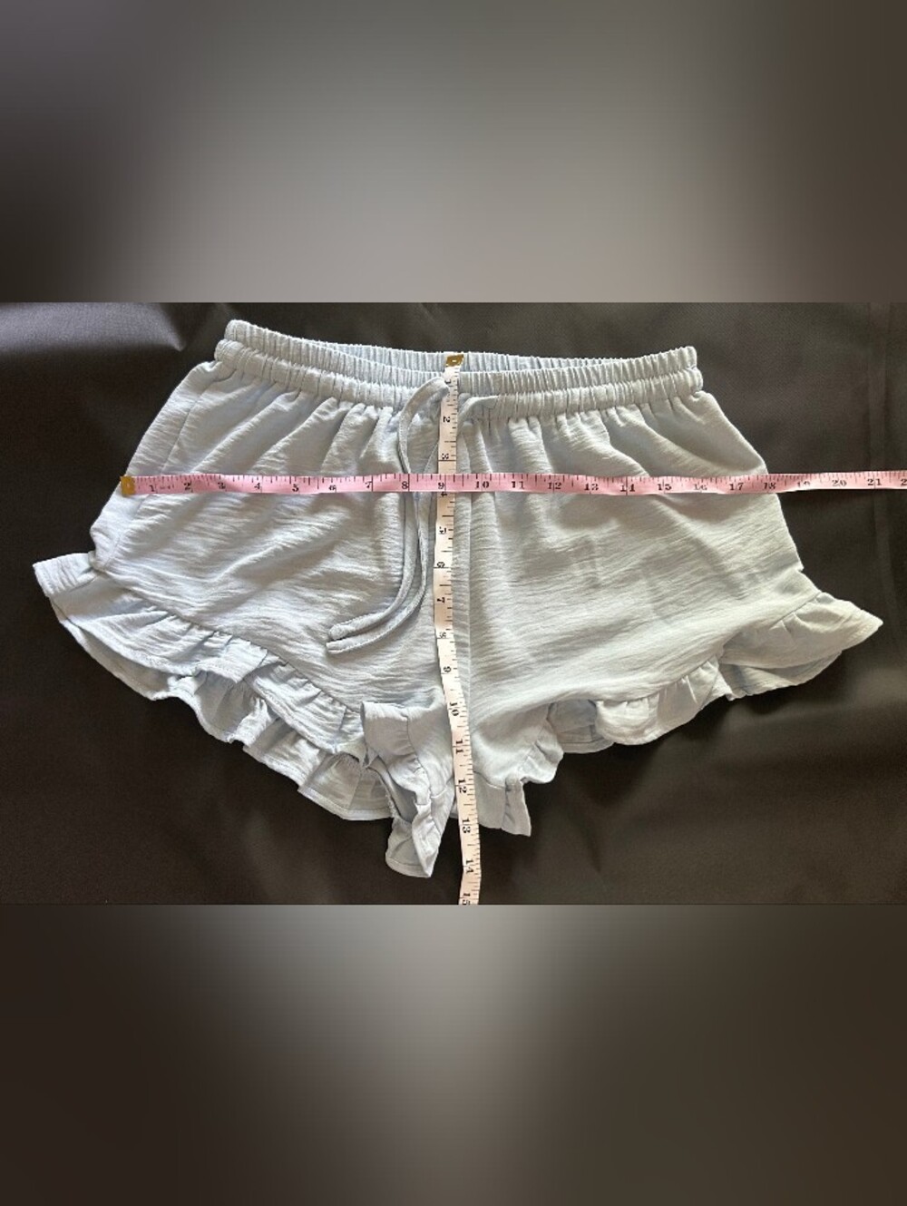 Women’s Light Blue Ruffle Hem Lounge Skort with Drawstring Waist